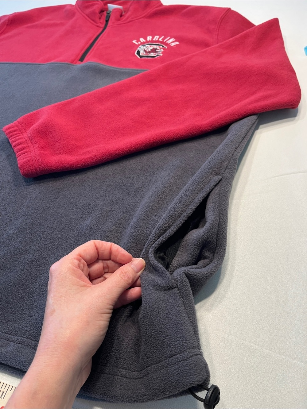 South Carolina Gamecocks Fleece Pullover 2XL Quarter Zip Red Gray Apparel - Picture 4 of 6